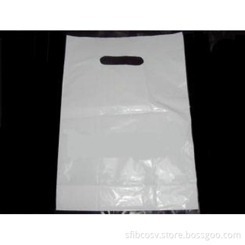 White Biodegradable Patch Die Cut Handle Plastic Bags With